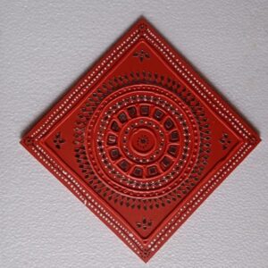 Red Lippan Art Wall Hanging