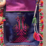 Fine Embroidered Hand Stitched Potli Bag (Purple & Blue)