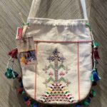 Fine Embroidered Hand Stitched Potli Bag (white)