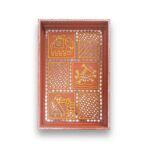 Terracotta and yellow colour lippan art tray