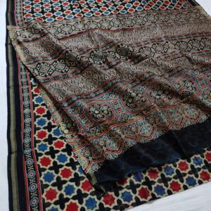 Traditional Ajrakh Chanderi silk cotton Sarees 2