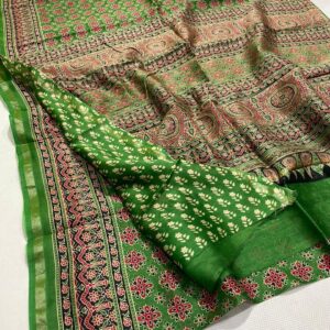 Traditional Ajrakh Chanderi silk cotton Sarees 3