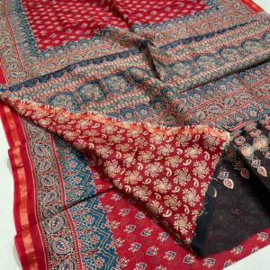 Traditional Ajrakh Chanderi silk cotton Sarees 5