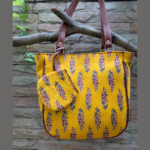 Handcrafted Blockprint Yellow Handbag