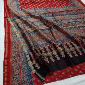 Traditional Ajrakh Chanderi silk cotton Sarees 13
