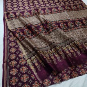 Traditional Ajrakh Chanderi silk cotton Sarees 14