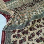 Kalamkari Hand Block printed Chanderi Saree with blouse piece