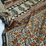 Kalamkari Hand Block Printed Chanderi Saree with blouse piece