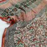 Kalamkari Hand Block Printed Chanderi Handloom Saree with blouse piece