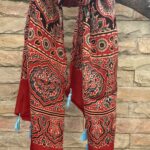 Ruby Glow Ajrakh Modal Silk Scarf