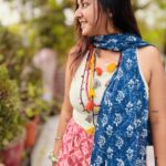 Indigo Blockprinted Mul Cotton Stole